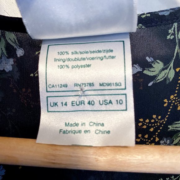 Laura Ashley Vintage Chiffon Drop Waist Dress with Botanical Print - Picture 9 of 11